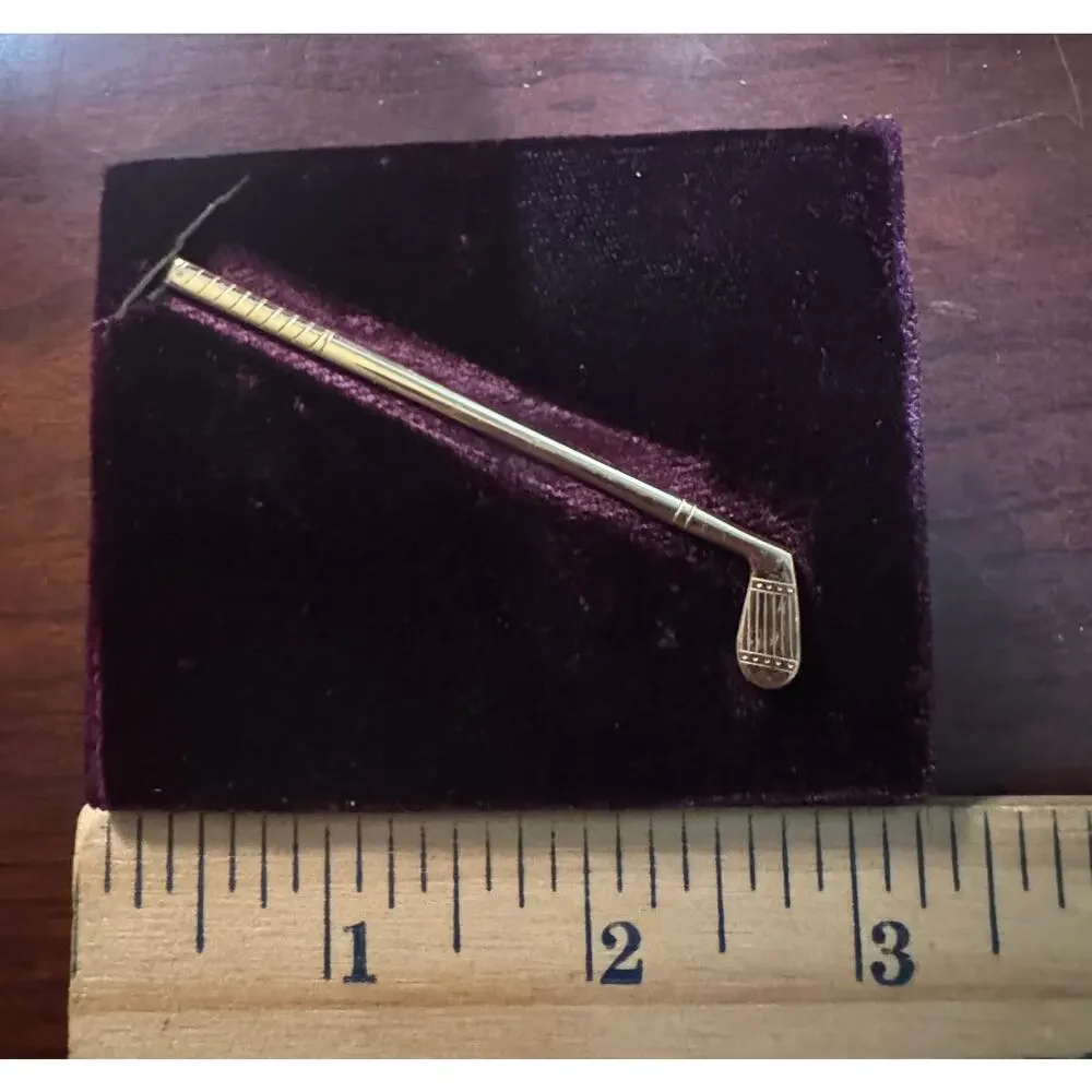 Vintage Hadley Money Clip or Tie Bar Yellow Gold Tone Made USA Golf Club